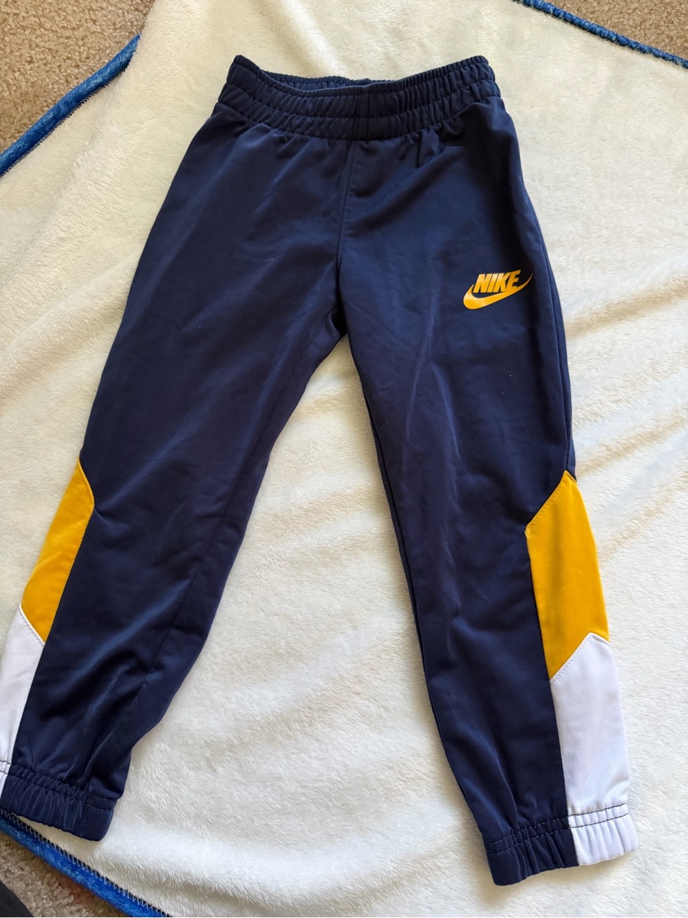 Nike Navy, Yellow & White Kids Athletic Joggers